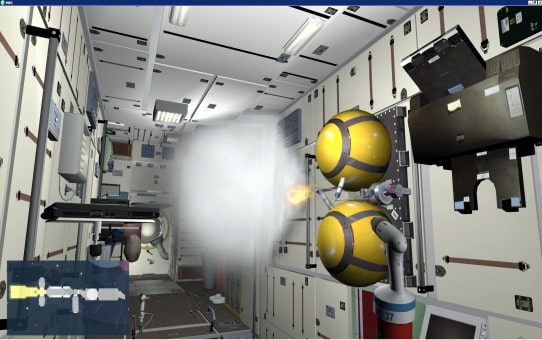 имитация пожара на борту виртуальной МКС